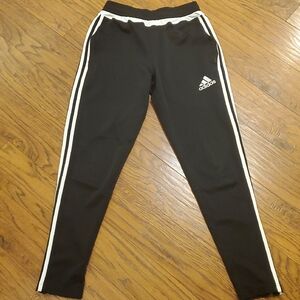 Adidas Kids Black Joggers with White Stripes